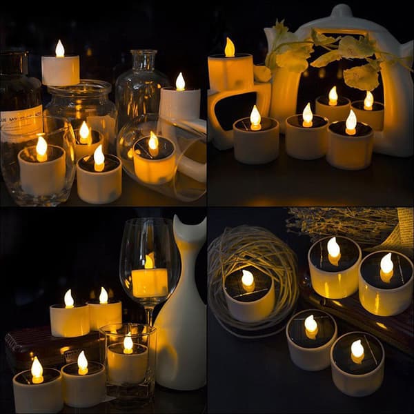 6 stk. Halloween Solar Elektronisk Lys Lille Tevoks LED-lys Røgfrit til Hjemmerestaurant