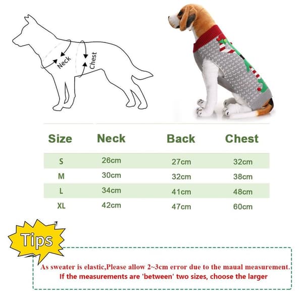 Hundejuledragt, julekæledyr vintertøj, til mellemstore store hunde grå S KLB