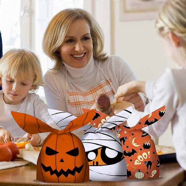 Græskartreatpose Halloween Kaninpose Slikgavepose Efterårstema Festfavorit Slikpose (Natbedst)