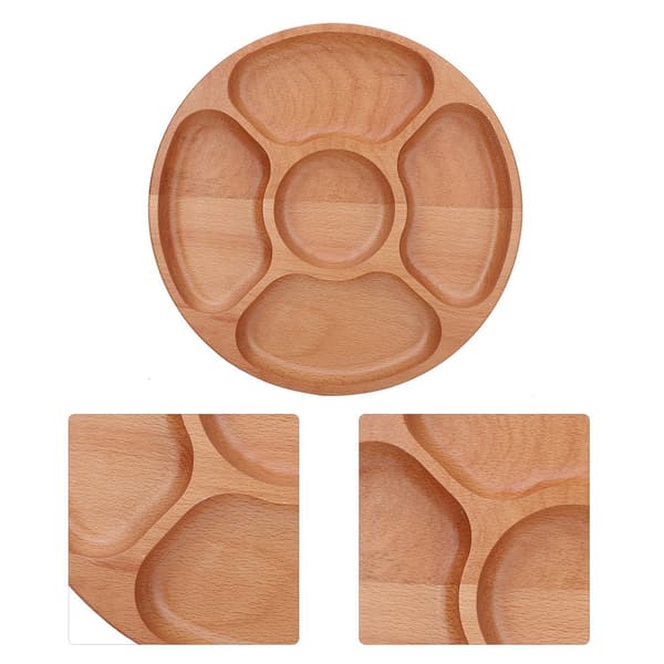 Rund formet trebrett mat delt tallerken dessert snack undergitter serveringsbrett (30cm)