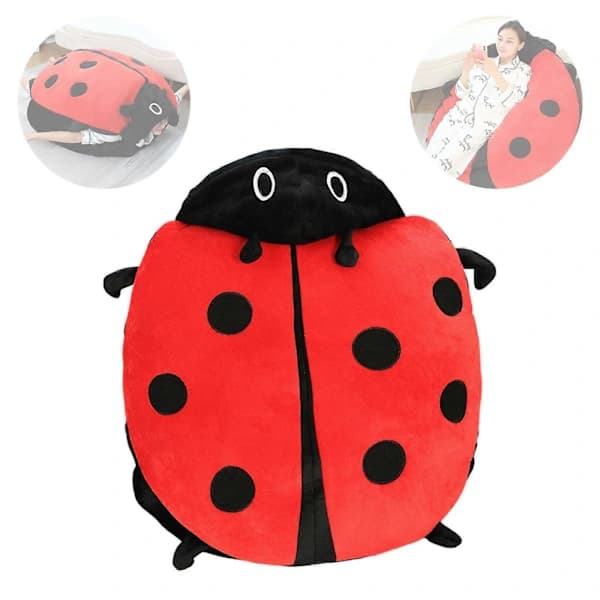Portable Ladybug Pillow Cute Warm Sleeping Pillow Wearable Plush Removable Oversized 100cm/39.4in Giant Red 60cm