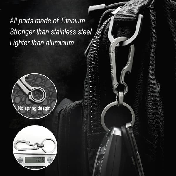 Titanium Keyring, Car Keychain with Clip, Key Organizer for Men and Women