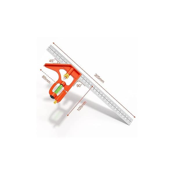 Combination Set 300mm - Metric - Universal and Precise Metal Combination Set with Stop and Scribing Tool - Professional Measuring Tool KLB