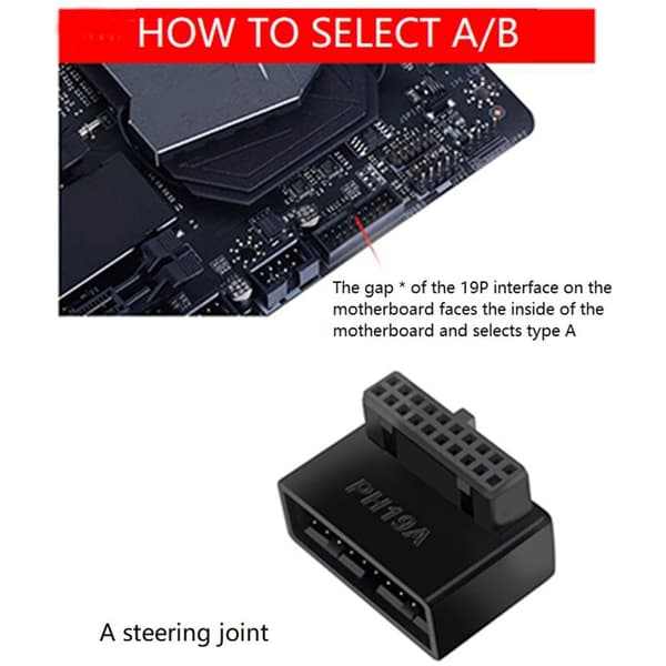 2 STK PH19B Computer Bundkort Hoved USB3.0 19/20P Stik 90 Graders Konverter Desktop Bundkort Adapter