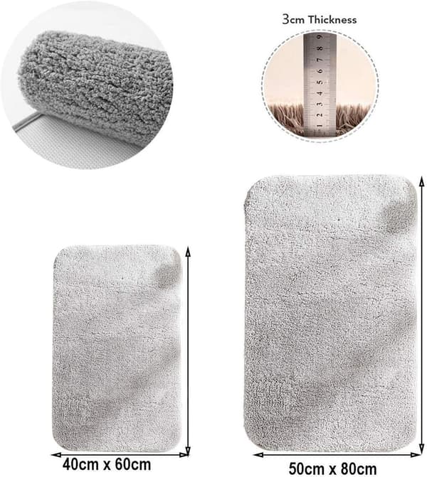 Extra Tjock Halkfri Badrumsmatta Mikrofiber Absorberande Duschmatta för
