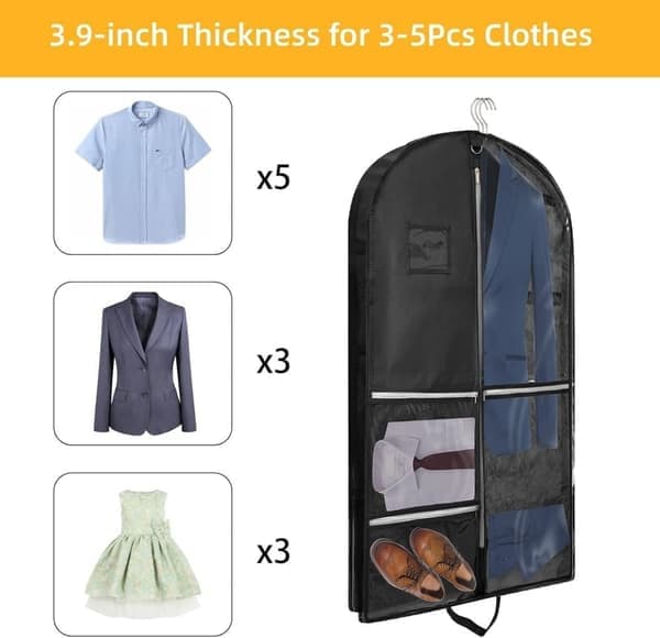 Garment Bag 110x60 cm with 5 Pockets Foldable Suit Protector Garment Cover/Garment Bag/Garment Storage