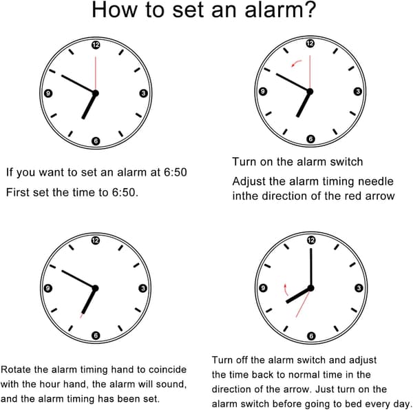 Robot Alarm Clock, Ultra-quiet Analog Alarm Clock with