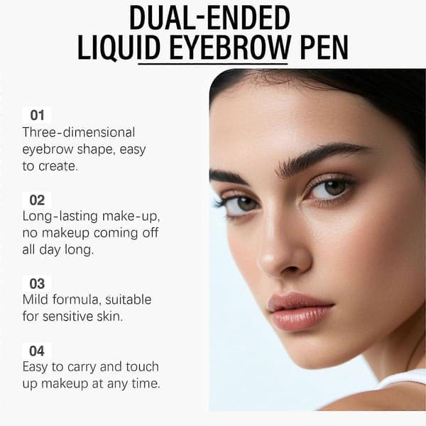 Zephoco Black 2-in-1 Eyebrow Pencil, Three-dimensional Color Display, No Smudging, Natural Eyebrow Shape, Convenient and Smooth Eyebrow Pencil