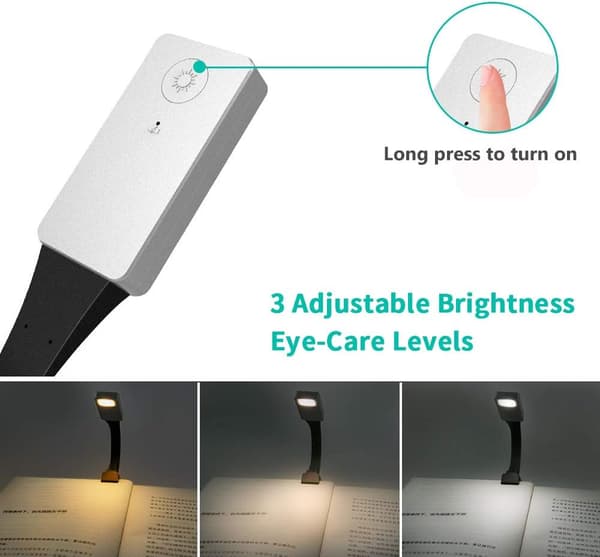 LED-leselys, oppladbart leselys med klemme