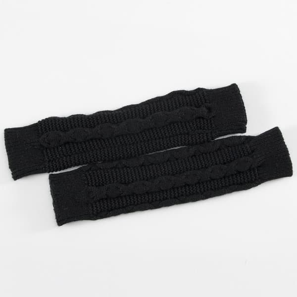 Women's Winter Warm Over Elbow Long Fingerless Thumbhole Gloves Mittens Black KLB