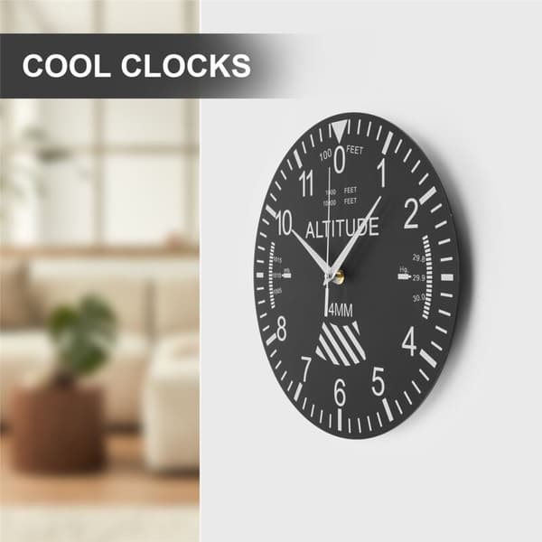 Altimeter Wall Clock Tracking Pilot Airplane Aircraft Altitude Measurement Wall Clock Modern Classic Instrument Home Decor