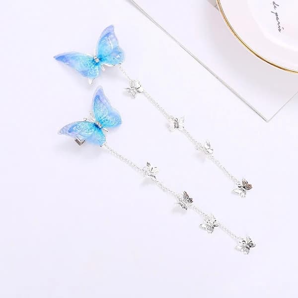 1 par sommerfuglehårnål kvast hårklemme BLÅ blå