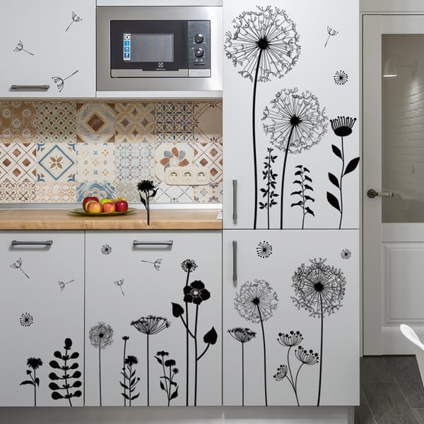 New Black Dandelion Self-Adhesive Wall Decals Living Room Staircase