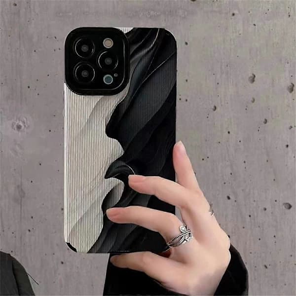 Etui til iPhone 16 Pro Max, unikt bølgedesign PU-læder + TPU-telefonetui