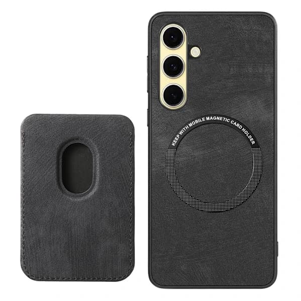 Retro Magnetisk Separations Kortfodral Telefoncover, Samsung A56 5G PU Læder Magnetisk Kortbeskyttelse - Sort