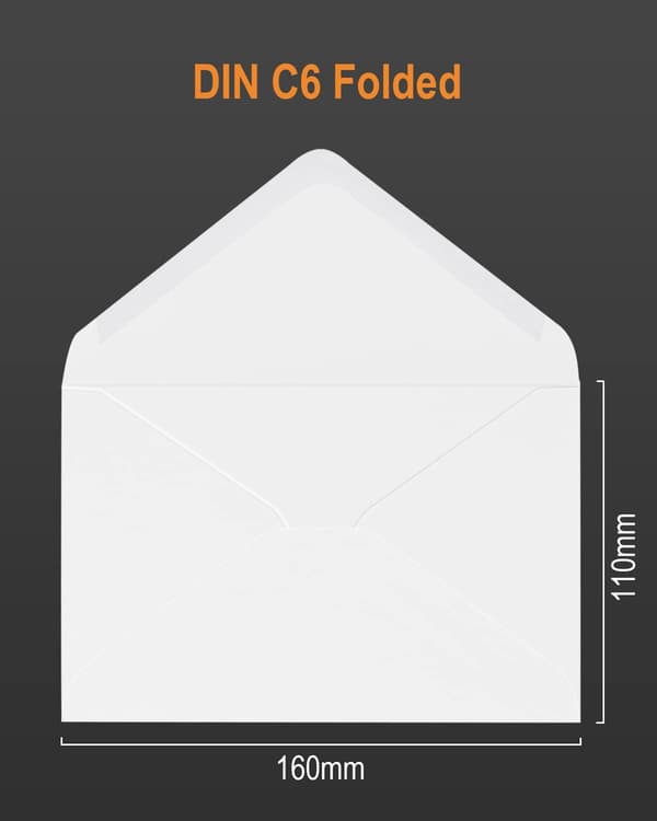 100 Konvolutter - Størrelse C6 - 11,4 x 16,2 cm - 130 g/m² - For Gratulasjonskort