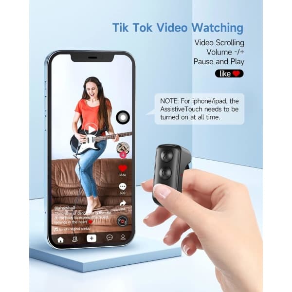 Svart Tiktok fjernkontroll ringfinger rullefjernkontroll