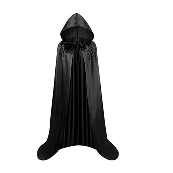 Halloween-kappe til voksne og børn, satin dødskappe, troldmand djævelkappe, sort S