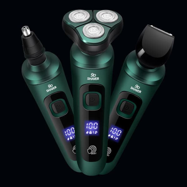 Smart elektrisk barbermaskine LCD digitalt display tre hoveder flydende barbering