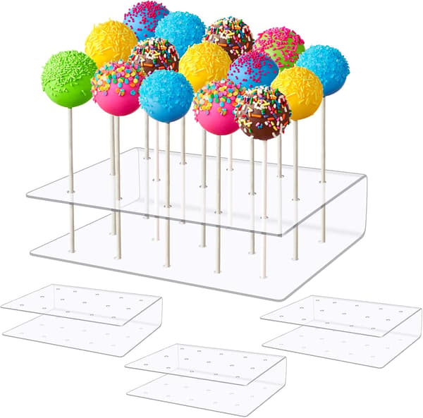 Lollipopholder 4 stk Akryl Cake Pops Display 15 hull Tran