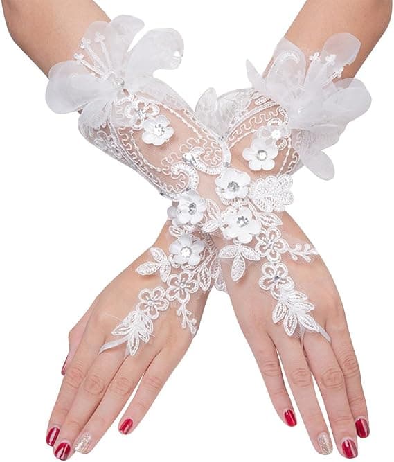 Brudehandsker Blonde Brudepige Handsker Gotisk Hæklet Elegant Halv