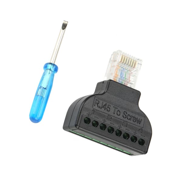 2 stk RJ45 han til 8-pin AV skrueterminal adapter blok konverter stik CCTV