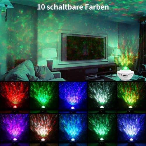 LED Starry Sky Projector Lamp, Rotating Water Waves, Galaxy Projector