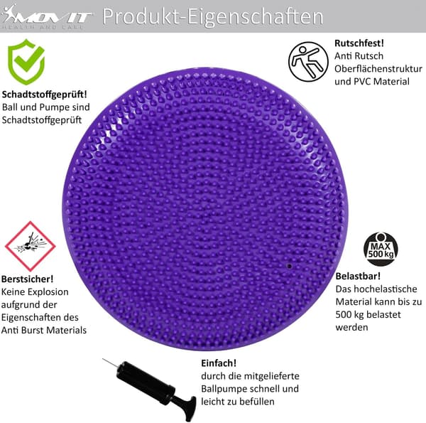 Dynamisk siddebold siddepude med pumpe, grå 33 cm, valgfri farve, pigget luftpude balancepude