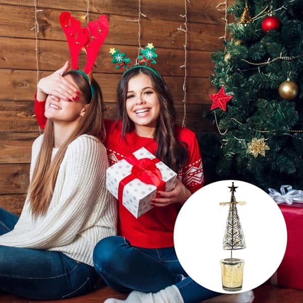 Christmas Tree Candlestick Spinning Christmas Tree Candlestick Carousel Rotating Candlestick for Wedding Christmas Party