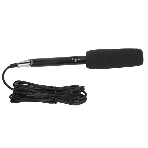 Black High Sensitivity Interview Microphone Wired Recording Mini Portable Microphone for Camera