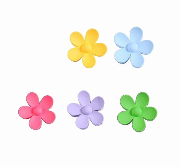 Blomsterhårklemmer for kvinner, hårstylingtilbehør for middels tykt hår, 5-pakning