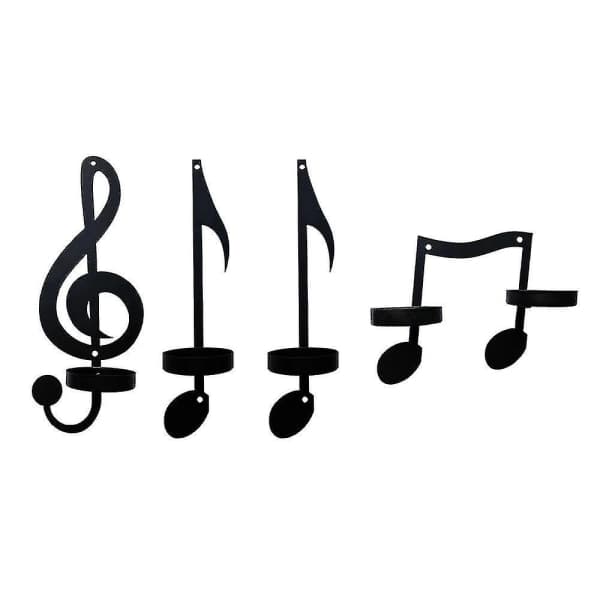 Home Decor 4 Pcs Black Music Notes Wall Lamp Candlestick Creative Wall Hanging Ornaments_tfrf