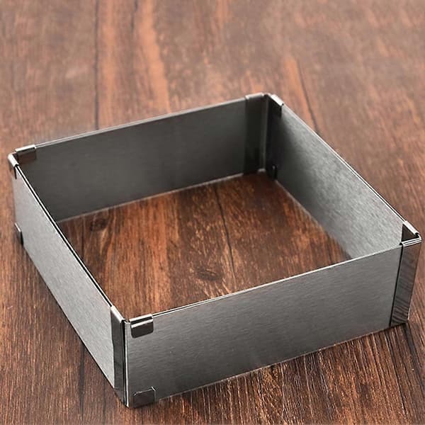 Stor Mousse Ring i Rustfrit Stål 3D Firkantet Justerbar Kageform til Bagning af Kiks