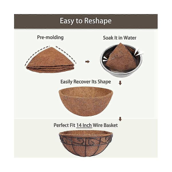 4 Pcs Coconut Hanging Basket Liners 25 cm, Sturdy Round Planter Liners Perfect Replacement