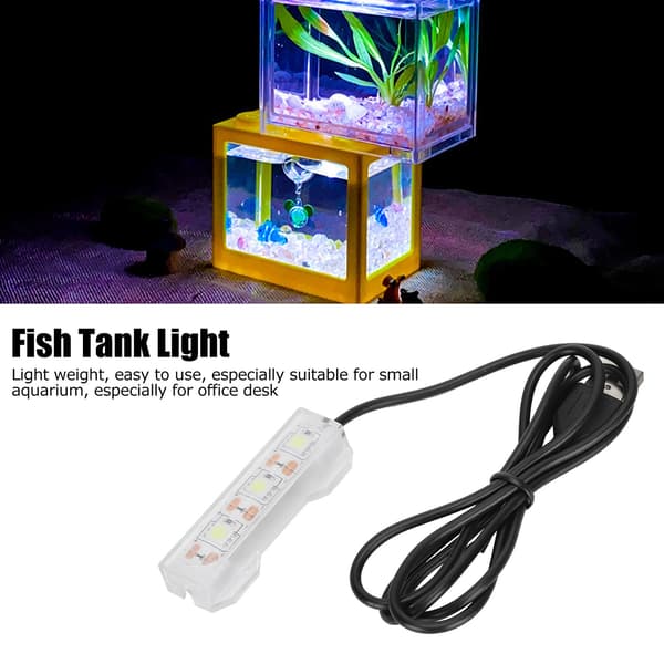 Mini LED-lampe for skrivebordsakvarium, perfekt dekorasjon for lite akvarium med vannplanter