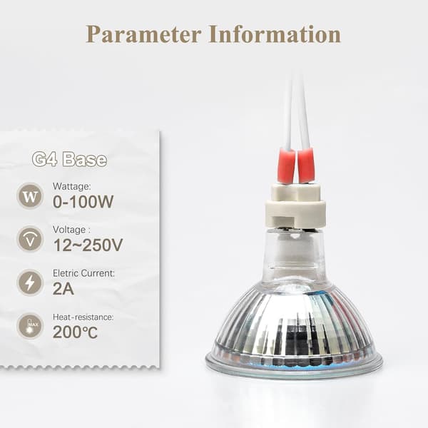 MR16 GU5.3/G4 Socket, Double Pin Base, Compatible with 12V Halogen/LED Bulbs, Ceramic Socket, 12-Pack.