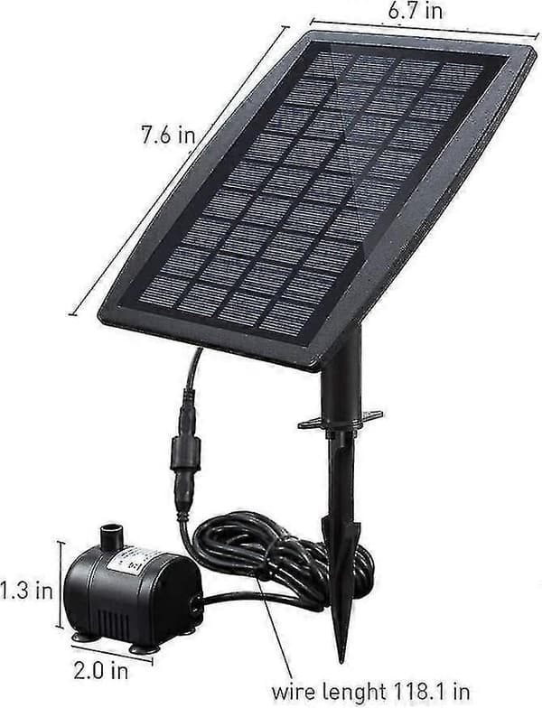 Børsteløs solvandpumpe til pool, solvandpumpe til springvand med solpanel 9V 2,5W 200l/t