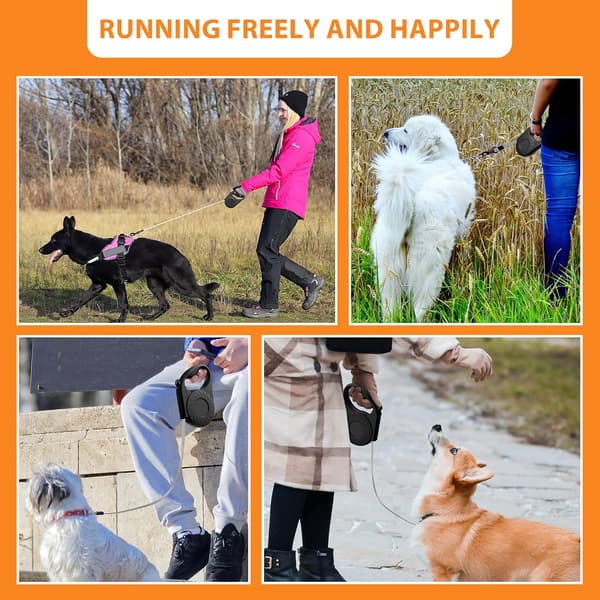 1 st (rosröd) infällbart hundkoppel, trasselfritt koppel med en