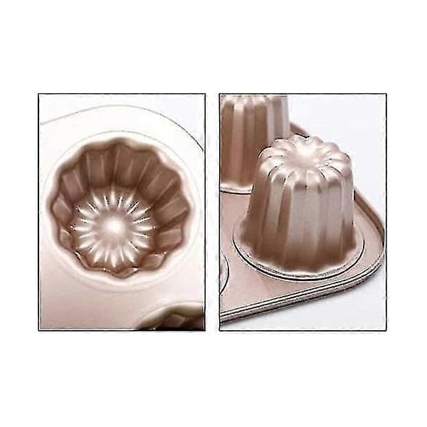 Caneléforme, Bageform i Kulstofstål, Non-stick, Bage- og Køkkenredskaber, Franske Kager, Custardkageform (6-hulrum)