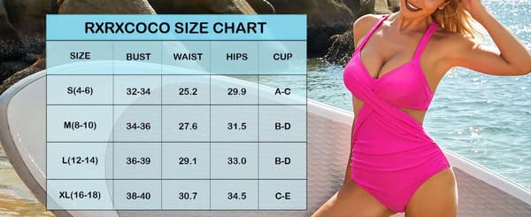 Women's One Piece Swimsuit Front Cross Cutout Tummy Control High Waisted Bikini M (Red)