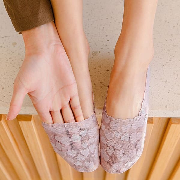 Lacey strømper åndbare strømper balletstrømper skridsikre strømper snavset rosa KLB