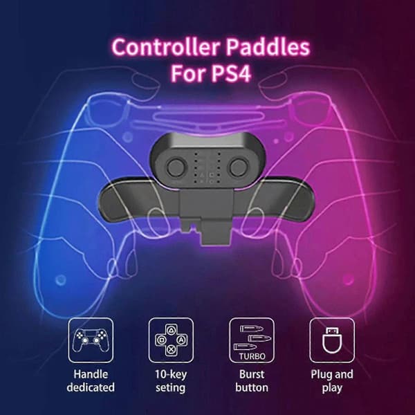 Ps4 Back Clip Extender Svart, Ps4 Håndkontroll Paddler Bakre Knappfeste/Turbo Funksjon Fps/Tilpasningsmapping Knapper/Lyduttak