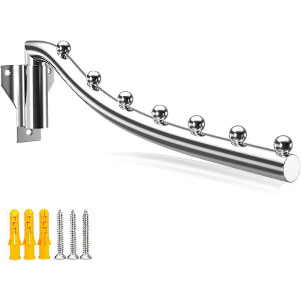 Foldable Wall Mounted Clothes Hanger, Laundry Drying Rack, Foldable, Swing Arm, Wall Mounted Clothes Rack with Clothes Hook