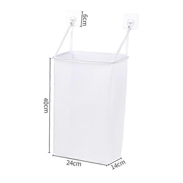 Mesh Laundry Basket Wall Mounted Self-Adhesive Storage Laundry Bag Foldable
