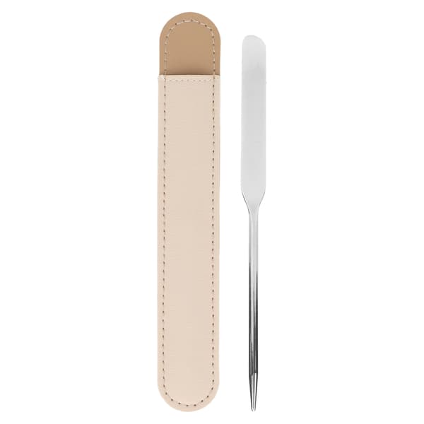Makeup Spatula 304 Stainless Steel Slanted Head Right Size Multifunctional Mini Spatula with Case for Mixing Stirring