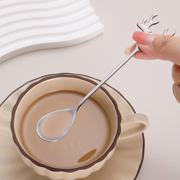 5-pack Christmas Spoons, Christmas Tableware Coffee Tea Soup Stirring Spoon Dessert Cake Ice Cream Spoons silver silver