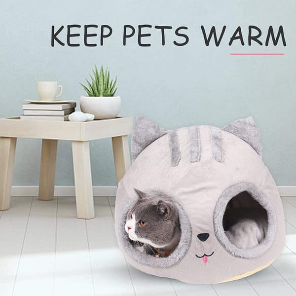Cat Bed - Soft Washable Cover - Cat Head Shape - Comfortable Pet Kennel with Soft Washable Bed 35*35cm*30cm