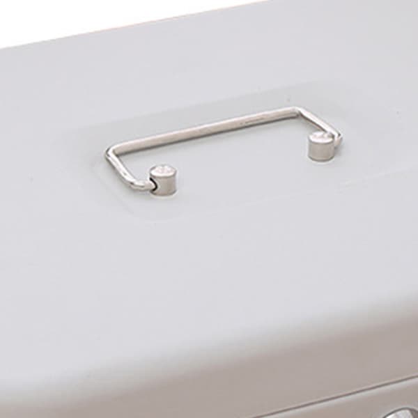Small Cash Box with Lock, Multiple Compartments, Openable, Foldable, Stainless Steel, Portable Money Box with Handle, White Frosted, Oversized with Key