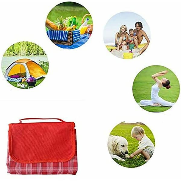 Picknickteppe 200 x 200 cm strandteppe piknikmatte campingteppe vanntett sandtett utendørs strandmatte