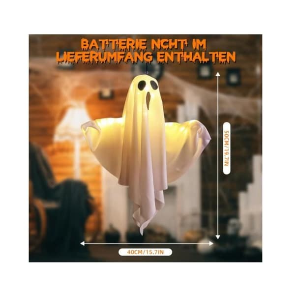 Halloween-dekoration - Uspecificeret - Hængende spøgelser - 2 stk - LED-lys - 50 cm